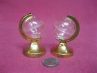 Vintage Plastic World Globe Brass Stand Salt and Pepper Shakers             15