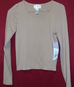 JUST BE... Übergröße 3X geripptes Langarm-Top mit U-Ausschnitt hellbraun/taupe neu mit Etikett - Bild 1 von 5