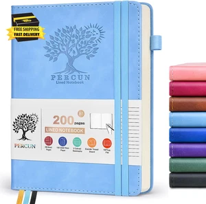 Lined Journal Notebook for Men & Women,200 Pages A5 Hardcover Leather Notebook ( - Picture 1 of 7