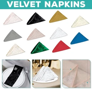 1-100pcs Velvet Napkins Dinner Cloth Table Napkin Christmas Party Serviettes - Picture 1 of 121