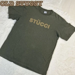 OLD STUSSY STUCCI Logo Print T shirt Olive Green 90s Vintage No.yp791 - Picture 1 of 9