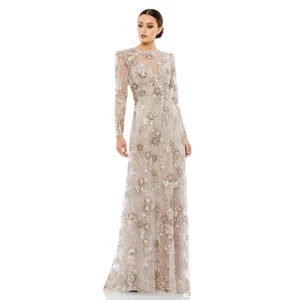 NEW MAC DUGGAL Size 14 FLORAL EMBROIDERED ILLUSION EVENING $798 msrp GOWN G20-10 - Picture 1 of 8