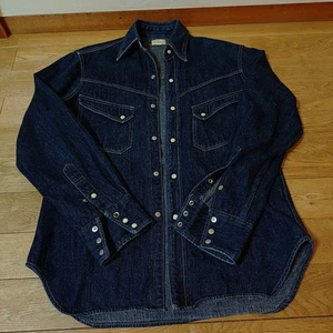 Warehouse Denim Western Shirt 40 Dark Blue Snap Buttons Used JAPAN - Picture 1 of 7