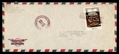 DR WHO 1979 HONDURAS YORO AIRMAIL TO USA j27781 - Image 1 of 2