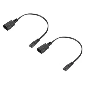 2 Pcs 1 ft 250V 2.5A IEC Power Extension Cord, C14 to C7, Black - Afbeelding 1 van 6