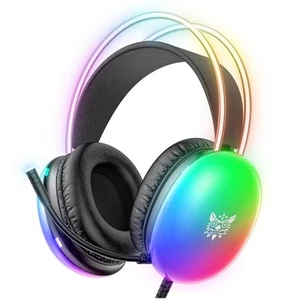 1X( Gaming Headset with RGB Dynamic Lighting Wired Over-Ear Headset with8456 - Afbeelding 1 van 9