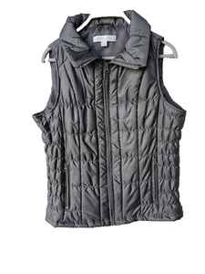 New York & Company Women's Medium Gray Full Zip Lightweight Puffer Vest Jacket - Picture 1 of 11