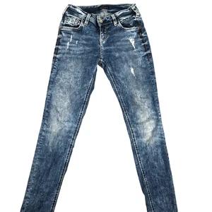 Silver Jeans Girlfriend Damen 26x29 Blau Distressed Denim Acid Wash Stretch - Bild 1 von 13