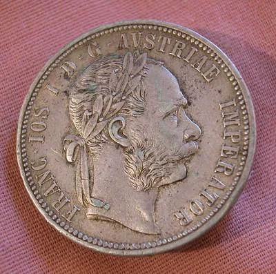 AUSTRIA - FRANZ JOSEPH I - SILVER .900 FLORIN 1879 - KM # 2222  X.F - Image 1 of 3