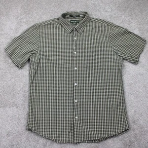 Eddie Bauer Seersucker Shirt Men Large Green/Yellow/White Classic Fit S/S Button - Picture 1 of 14