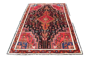 Tappeto antico etnico orientale in lana geometrica multicolore turco 4x7 rosso fatto a mano - Foto 1 di 7