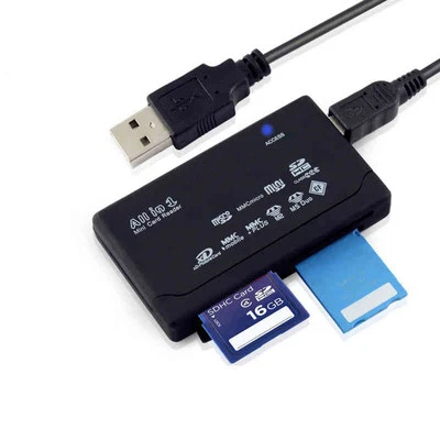 All in One 1 USB Speicherkartenleser Writer SDHC Mini Micro SD TF M2 MMC XD CF - Bild 1 von 4