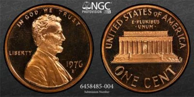 1976 S LINCOLN CENT PROOF 1C PF68 RD ULTRA CAMEO NGC Photo Vision®; SKU 3107 - Image 1 of 3
