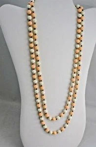 Necklace Summery Pink & White 52" Super Long w Round Beads CAN BE DOUBLED - Picture 1 of 6