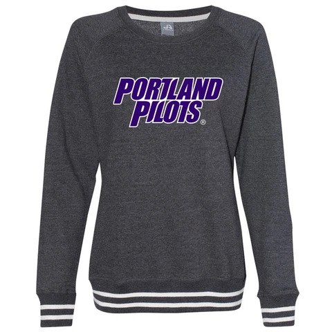 Official NCAA Portland Pilots Women's Crewneck Sweatshirt w/ White Striped Edges Cover
