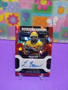 2022-23 Chronicles Prizm Leddie Brown Red Cracked Ice Sensational Signatures - Picture 1 of 2