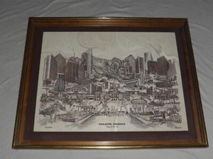 FRAMED GREATER PHOENIX D BIVENS MARBLE ETCHING ART 1976 VINAGE 167/5000 - Picture 1 of 14