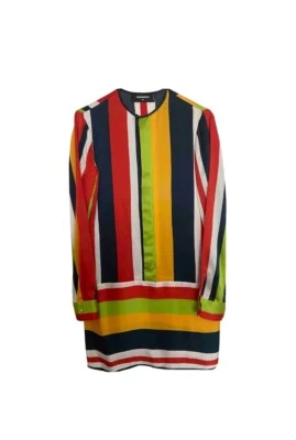 Mini Vestido de Seda Multicolor Cuadrado Foto 1 de 4