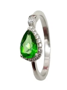 R1812s Classic Mt St Helens Green Helenite May Birthstone Sterling Silver Ring - Picture 1 of 2