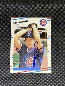 Les Lancaster Chicago Cubs 1988 Fleer Signed Auto Card #421 ~ COA - Picture 1 of 3