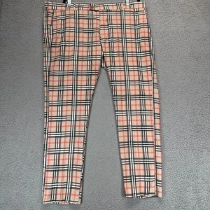 Moda Color Mens Slim Fit Trousers Size 46 (44x30) Wool Blend Plaid Golf - Picture 1 of 10