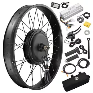Yescom 26"x4" Fat Tire 48V Ebike Front Wheel Bicycle Conversion Kit LCD 1500W - Picture 1 of 9