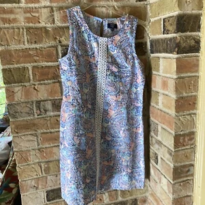 Crown & Ivy Girls Size 12 Dress Sleeveless Blue & Pink Paisley Lilly Shift Cruis - Picture 1 of 5