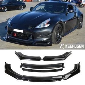 For Nissan 370Z 350Z Gloss Black Front Bumper Lip Splitter Body Kit Dual-Layer - Picture 1 of 10