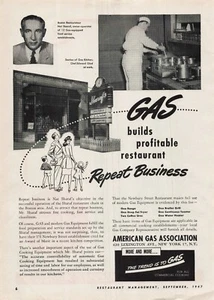 Vintage 1947 Druckanzeige American Gas Association Restaurant Geschäft Nat Sharaf Besitzer - Bild 1 von 1