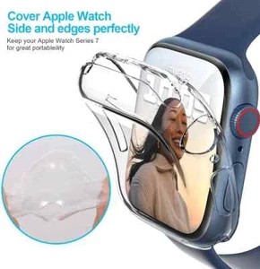 Scratch Proof clear Screen Protector Case Silicon Cover Apple Watch Series 9 8 7 - Picture 1 of 8