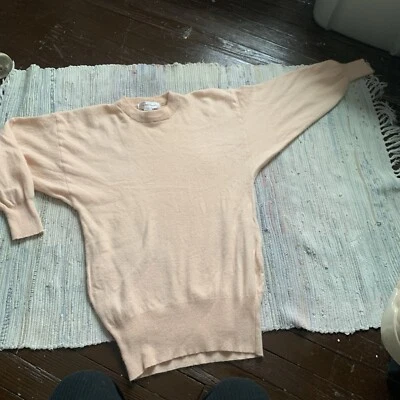 Vtg Sweater Womens Small Pink Peach Angora Lambs Wool Pullover Dolman Soft Knit - Image 1 of 4