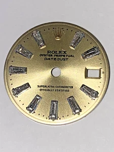 Ladies 20mm Date just Custom Champagne Baguette Diamond Dial for Rolex - Picture 1 of 21