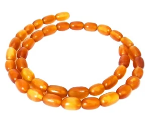 😏 Goldenes Horn Oliven 10x6mm Hornperlen berstein-farbene Naturperlen Strang 😉 - Picture 1 of 1