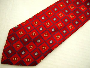 Jos A Bank Herren Krawatte Krawatte rot blau kariert geometrisch 61" lang - Bild 1 von 4