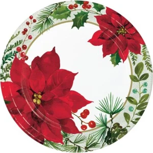 Posh Poinsettia Paper Sturdy Style Lunch Plates, 9 in 8 Ct - Picture 1 of 1