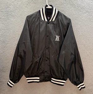 Vintage Webko Jacket Mens Extra Large Black White Satin Bomber 80s 90s Sports - Picture 1 of 8