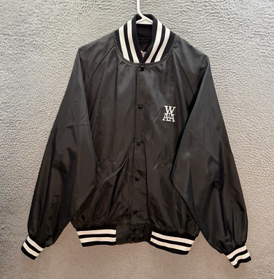 Vintage Webko Jacket Mens Extra Large Black White Satin Bomber 80s 90s Sports - Image 1 of 4
