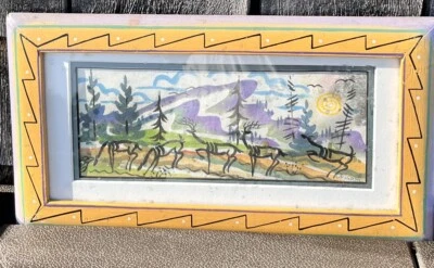 Breezy Day Deer Painting OOAK Artist Signed Milton Christianson Watercolor 13x7 - Image 1 of 4