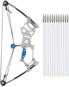 6" Mini Compound Bow and Arrow Set Pocket Bow Metal Target Shooting Hunting Game - Picture 1 of 6