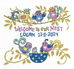 Ursula Michael Counted Cross Stitch Leaflet ~ Silly Birds Birth Record ~ - Picture 1 of 1