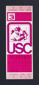 vintage 1977 NCAA ALABAMA CRIMSON TIDE @ USC TROJANS FOOTBALL FULL UNUSED TICKET - Picture 1 of 1