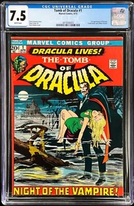 TOMB OF DRACULA 1 CGC 1972 1st Appearance Marvel Comics Bronze Age (7.5 White) - Picture 1 of 5