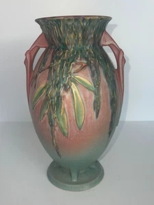 Vintage Roseville 1936 Mid Century Modern Art Deco Ceramic Pink Moss Vase 784-10 - Picture 1 of 10