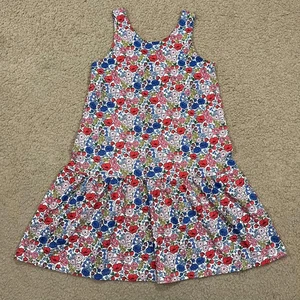 Mini Boden Girls Strappy Crop Waist Dress Multicolor Floral Size 8-9Y - Picture 1 of 5