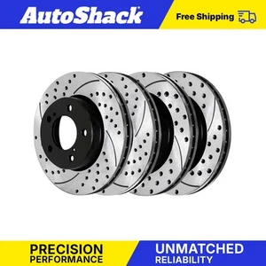 Front & Rear Drilled Slotted Brake Rotors Black Set of 4 for Toyota Tundra 5.7L - Picture 1 of 7