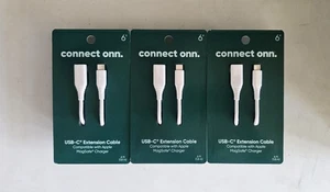 Connect Onn - USB-C 6ft- Extension Cable - 3.2 - Female-to-Male - Apple Safe 3pk - Picture 1 of 4