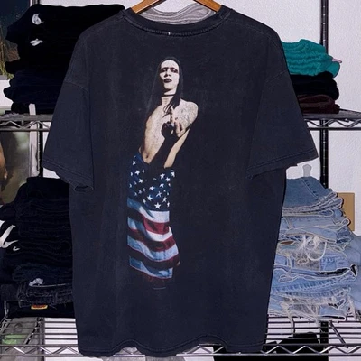 Camiseta de Colección Años 90 1998 Marilyn Manson - Hello My Name Is Doble Cara Banda Gótica Foto 1 de 4