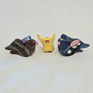 Arte Popular Pájaro Adornos Set de 3 Vacaciones Hecho en Sri Lanka Pintado a Mano De Colección - Imagen 1 de 8