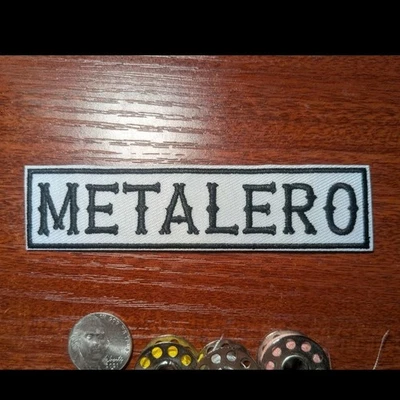 Metalero Patch Spanish Metalhead Heavy Metal Rock Embroidered Iron On 1.25x4" - Image 1 of 3