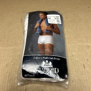 Vintage Neu 3er Paket - Stafford Herren Gr. 40 Slips Full Cut Baumwolle Weiß " - Bild 1 von 13